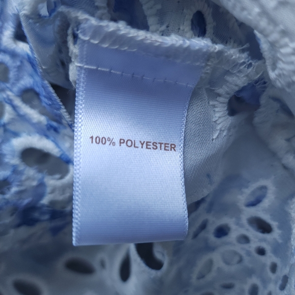 Caroline Constas Long Sleeve Floral Eyelet Top Blue & White - Picture 4 of 7